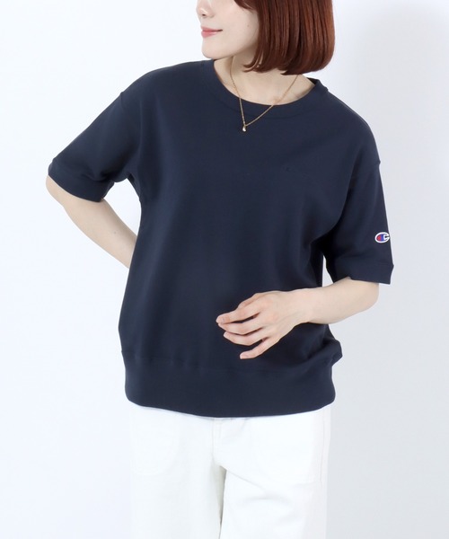 Champion(チャンピオン)の「Champion(チャンピオン)半袖スウェットトレーナー/裏毛 クルーネック ショートスリーブ(スウェット・レディース・ネイビー/ブラック/レッド系/オフホワイト/アッシュグレー・M/L)」の22枚目の写真