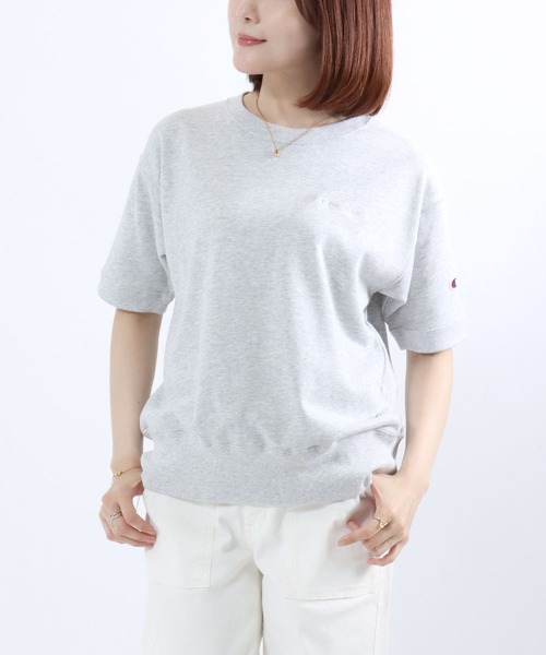 Champion(チャンピオン)の「Champion(チャンピオン)半袖スウェットトレーナー/裏毛 クルーネック ショートスリーブ(スウェット・レディース・ネイビー/ブラック/レッド系/オフホワイト/アッシュグレー・M/L)」の18枚目の写真