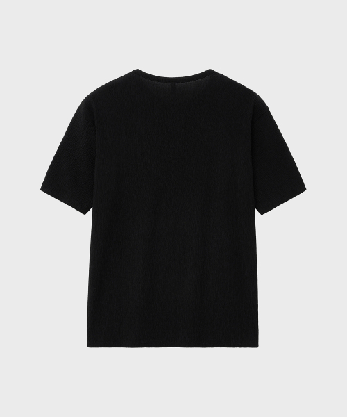 NOIRER(ノイア)の「プリーツヘンリーネックハーフTシャツ(ブラック)(Tシャツ/カットソー・メンズ・その他・48/50/52)」の2枚目の写真