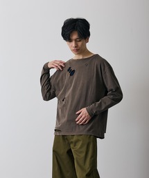 グランジ 無地 長袖Tシャツ