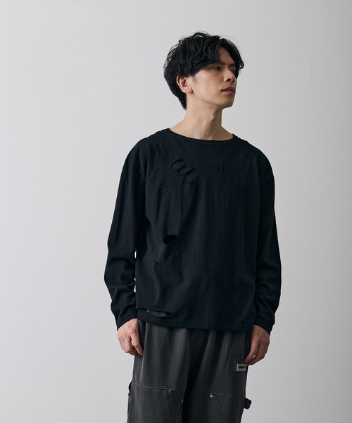 improves(インプローブス)の「グランジ 無地 長袖Tシャツ(Tシャツ/カットソー・メンズ・ブラック系/ホワイト/ブラウン系/ブラック・X-LARGE/LARGE/MEDIUM/SMALL)」の2枚目の写真