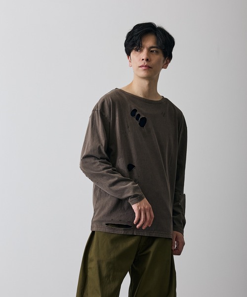 improves(インプローブス)の「グランジ 無地 長袖Tシャツ(Tシャツ/カットソー・メンズ・ブラック系/ホワイト/ブラウン系/ブラック・X-LARGE/LARGE/MEDIUM/SMALL)」の7枚目の写真