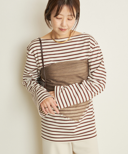 plage（プラージュ）の「Long Sleeves Blousing Teeシャツ（Tシャツ/カットソー・レディース・ベージュ/ブラック/ブラウン・FREE）」の6枚目の写真