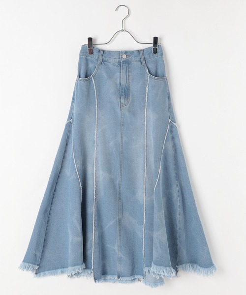 PAGEBOY(ページボーイ)の「フリンジラインデニムスカート(デニムスカート・レディース・ブラック/ブルー・FREE)」の16枚目の写真
