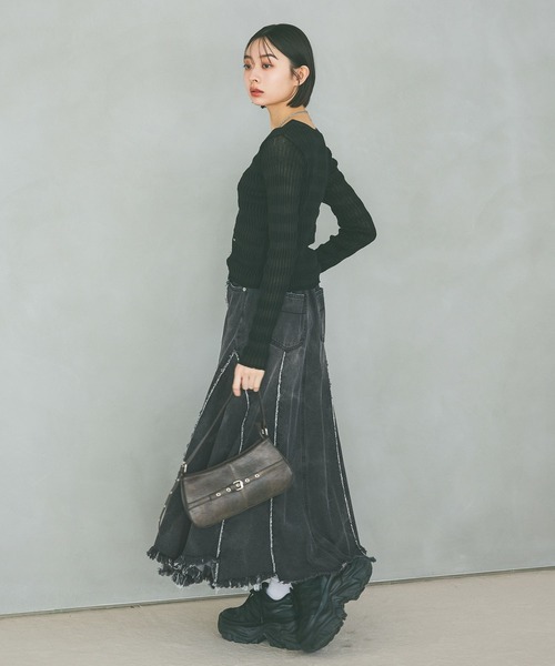 PAGEBOY(ページボーイ)の「フリンジラインデニムスカート(デニムスカート・レディース・ブラック/ブルー・FREE)」の21枚目の写真