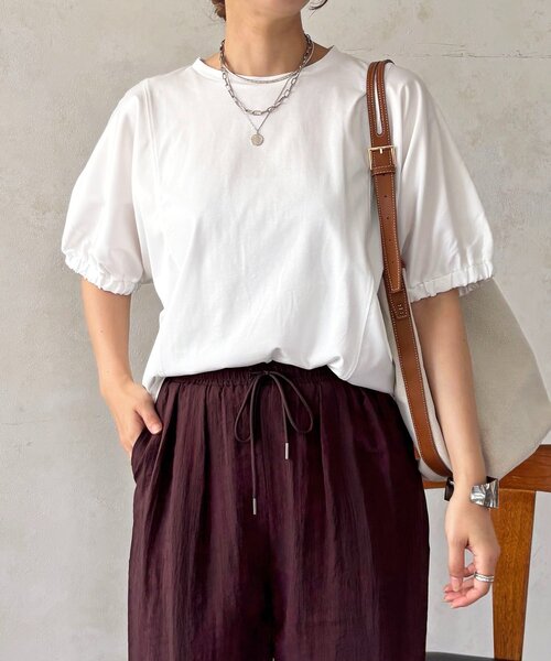 un dix cors(アンディコール)の「袖異素材ドルマンプルオーバー(Tシャツ/カットソー・レディース・グレイッシュベージュ/オフホワイト・FREE)」の8枚目の写真