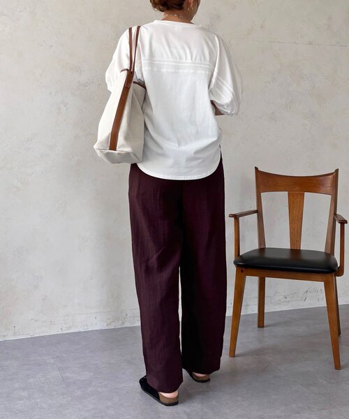 un dix cors(アンディコール)の「袖異素材ドルマンプルオーバー(Tシャツ/カットソー・レディース・グレイッシュベージュ/オフホワイト・FREE)」の21枚目の写真