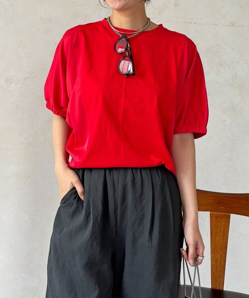 un dix cors(アンディコール)の「袖異素材ドルマンプルオーバー(Tシャツ/カットソー・レディース・グレイッシュベージュ/オフホワイト・FREE)」の3枚目の写真