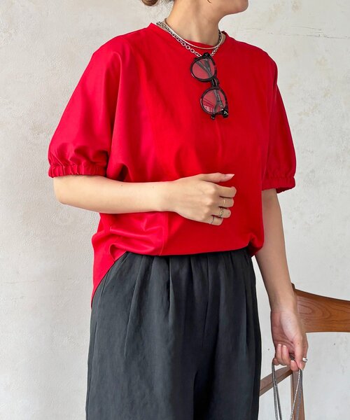 un dix cors(アンディコール)の「袖異素材ドルマンプルオーバー(Tシャツ/カットソー・レディース・グレイッシュベージュ/オフホワイト・FREE)」の4枚目の写真