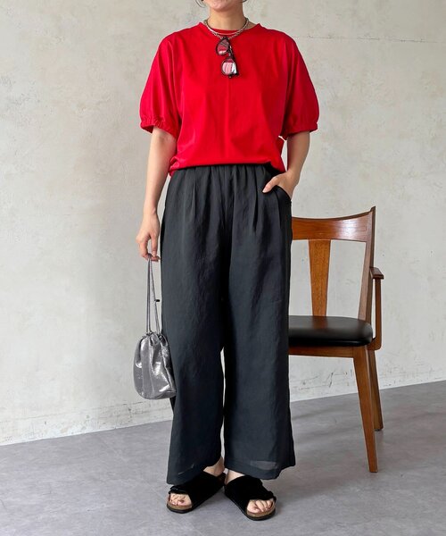 un dix cors(アンディコール)の「袖異素材ドルマンプルオーバー(Tシャツ/カットソー・レディース・グレイッシュベージュ/オフホワイト・FREE)」の5枚目の写真
