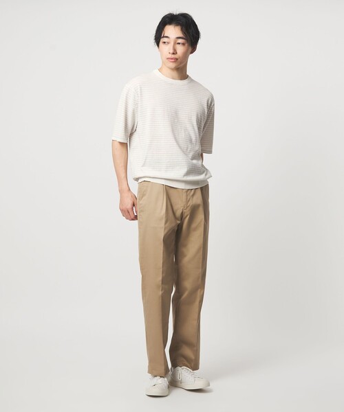 green label relaxing（グリーンレーベルリラクシング）の「リネン ポリエステル ボーダー クルーネック 半袖 ニット -ウォッシャブル-（ニット/セーター・メンズ・ブラック/ホワイト・XL/L/M/S）」の8枚目の写真