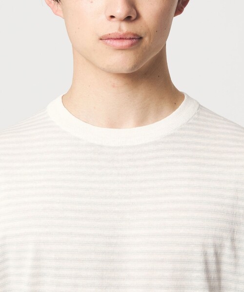 green label relaxing（グリーンレーベルリラクシング）の「リネン ポリエステル ボーダー クルーネック 半袖 ニット -ウォッシャブル-（ニット/セーター・メンズ・ブラック/ホワイト・XL/L/M/S）」の14枚目の写真