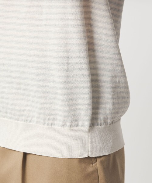 green label relaxing（グリーンレーベルリラクシング）の「リネン ポリエステル ボーダー クルーネック 半袖 ニット -ウォッシャブル-（ニット/セーター・メンズ・ブラック/ホワイト・XL/L/M/S）」の16枚目の写真