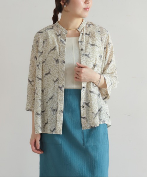 NOMBRE IMPAIR（ノンブルアンペール）の「バンビプリント　比翼スタンドネックブラウス（シャツ/ブラウス・レディース・グリーン/ブルー・FREE）」の14枚目の写真