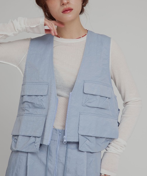 W:Huku（フーク）の「【W:Huku / 撥水 ワッシャーナイロン】フィッシャー ベスト / Washer Nylon Fisher Vest（ベスト・レディース・ブルーグレー/アイボリー/ブラック系その他・FREE）」の21枚目の写真