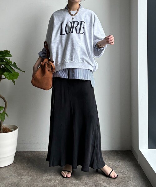 DouDou（ドゥドゥ）の「LOREプリントドルマンプルオーバー（Tシャツ/カットソー・レディース・ライトグレー/レッド/ネイビー・FREE）」の4枚目の写真