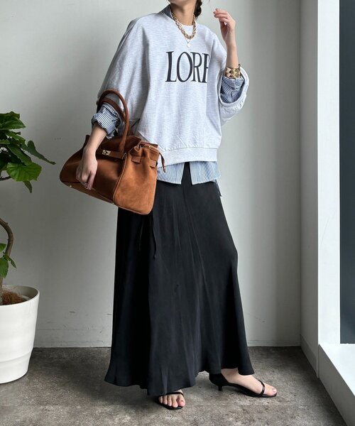 DouDou（ドゥドゥ）の「LOREプリントドルマンプルオーバー（Tシャツ/カットソー・レディース・ライトグレー/レッド/ネイビー・FREE）」の5枚目の写真