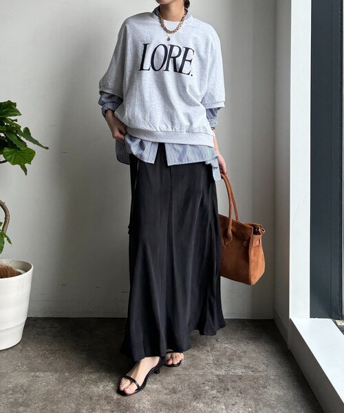 DouDou（ドゥドゥ）の「LOREプリントドルマンプルオーバー（Tシャツ/カットソー・レディース・ライトグレー/レッド/ネイビー・FREE）」の6枚目の写真