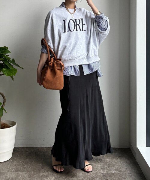 DouDou（ドゥドゥ）の「LOREプリントドルマンプルオーバー（Tシャツ/カットソー・レディース・ライトグレー/レッド/ネイビー・FREE）」の7枚目の写真