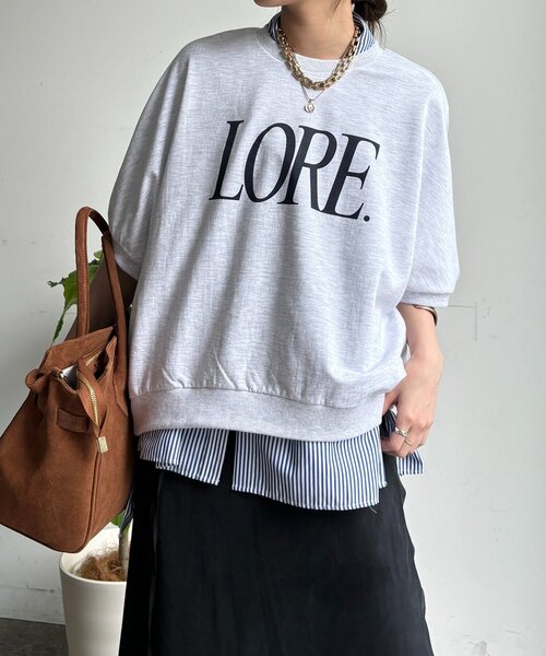 DouDou（ドゥドゥ）の「LOREプリントドルマンプルオーバー（Tシャツ/カットソー・レディース・ライトグレー/レッド/ネイビー・FREE）」の8枚目の写真