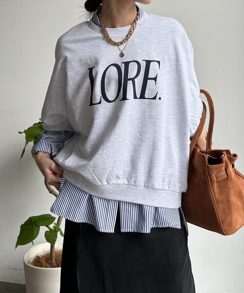 DouDou（ドゥドゥ）の「LOREプリントドルマンプルオーバー（Tシャツ/カットソー・レディース・ライトグレー/レッド/ネイビー・FREE）」の9枚目の写真