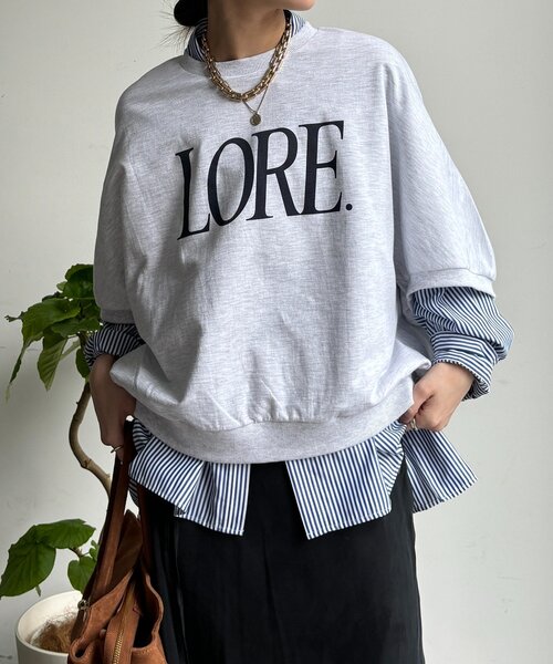 DouDou（ドゥドゥ）の「LOREプリントドルマンプルオーバー（Tシャツ/カットソー・レディース・ライトグレー/レッド/ネイビー・FREE）」の10枚目の写真