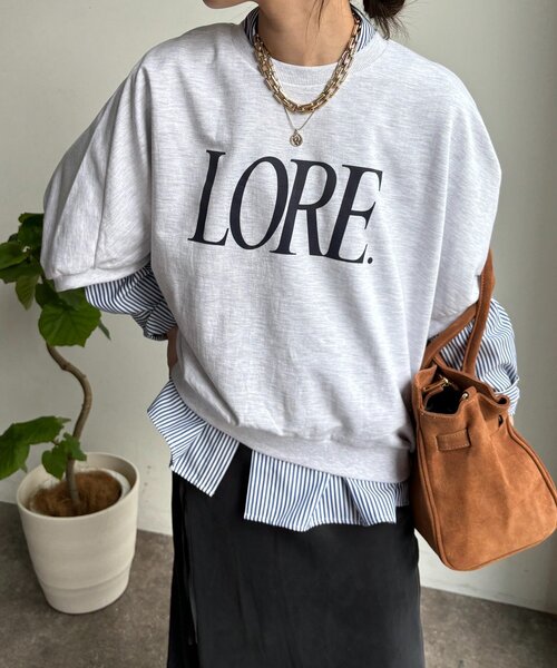 DouDou（ドゥドゥ）の「LOREプリントドルマンプルオーバー（Tシャツ/カットソー・レディース・ライトグレー/レッド/ネイビー・FREE）」の11枚目の写真