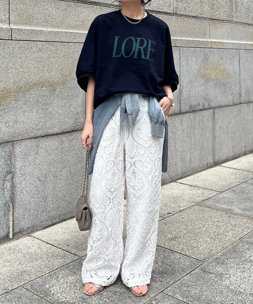 DouDou（ドゥドゥ）の「LOREプリントドルマンプルオーバー（Tシャツ/カットソー・レディース・ライトグレー/レッド/ネイビー・FREE）」の13枚目の写真