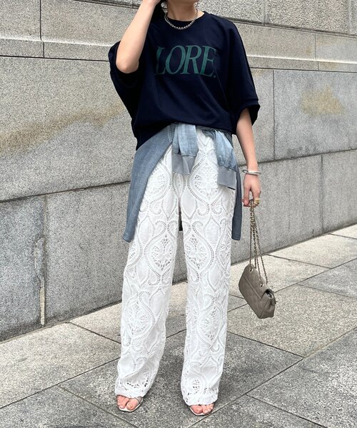 DouDou（ドゥドゥ）の「LOREプリントドルマンプルオーバー（Tシャツ/カットソー・レディース・ライトグレー/レッド/ネイビー・FREE）」の14枚目の写真