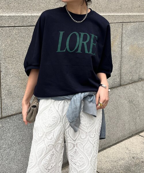 DouDou（ドゥドゥ）の「LOREプリントドルマンプルオーバー（Tシャツ/カットソー・レディース・ライトグレー/レッド/ネイビー・FREE）」の20枚目の写真