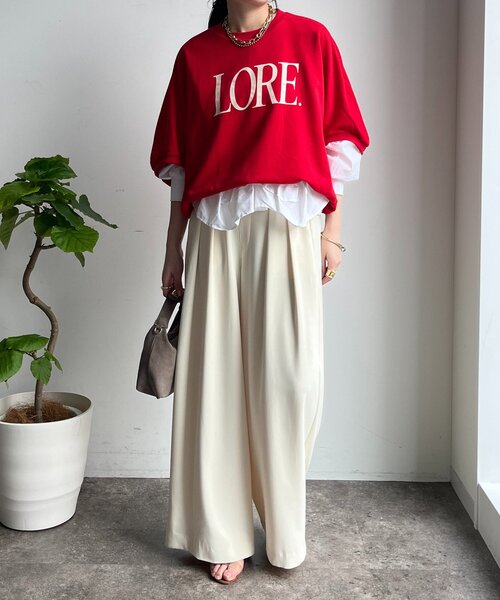 DouDou（ドゥドゥ）の「LOREプリントドルマンプルオーバー（Tシャツ/カットソー・レディース・ライトグレー/レッド/ネイビー・FREE）」の22枚目の写真