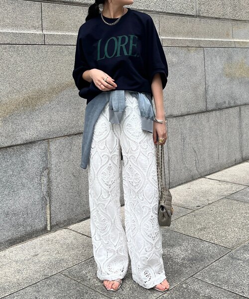 DouDou(ドゥドゥ)の「LOREプリントドルマンプルオーバー(Tシャツ/カットソー・レディース・ライトグレー/レッド/ネイビー・FREE)」の18枚目の写真
