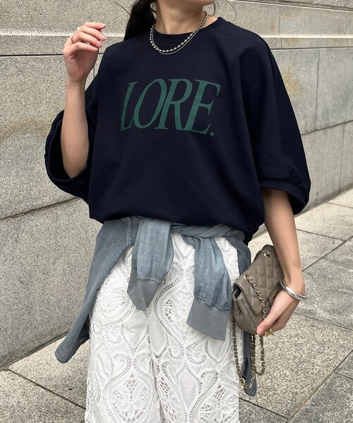 DouDou(ドゥドゥ)の「LOREプリントドルマンプルオーバー(Tシャツ/カットソー・レディース・ライトグレー/レッド/ネイビー・FREE)」の14枚目の写真