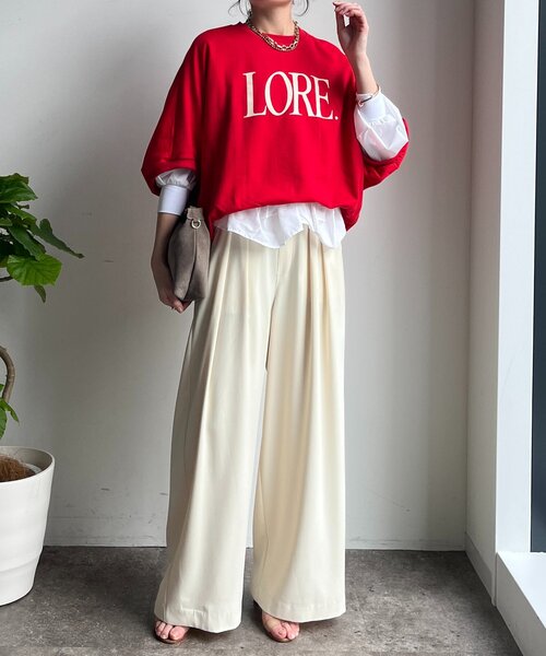 DouDou(ドゥドゥ)の「LOREプリントドルマンプルオーバー(Tシャツ/カットソー・レディース・ライトグレー/レッド/ネイビー・FREE)」の8枚目の写真
