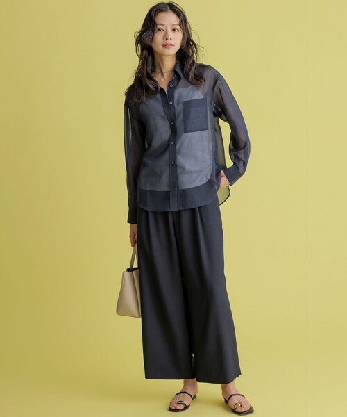 組曲(クミキョク)の「ライトリネンライクイージーワイド パンツ(その他パンツ・レディース・ネイビー系/ベージュ系・1/2/3)」の6枚目の写真