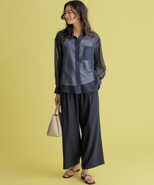 組曲(クミキョク)の「ライトリネンライクイージーワイド パンツ(その他パンツ・レディース・ネイビー系/ベージュ系・1/2/3)」の7枚目の写真