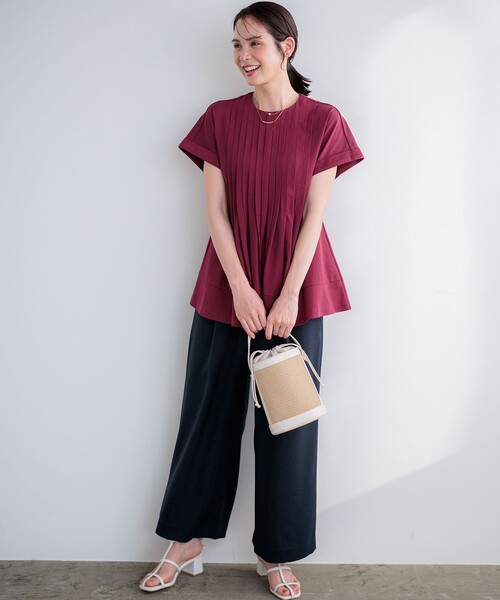 組曲(クミキョク)の「ライトリネンライクイージーワイド パンツ(その他パンツ・レディース・ネイビー系/ベージュ系・1/2/3)」の9枚目の写真