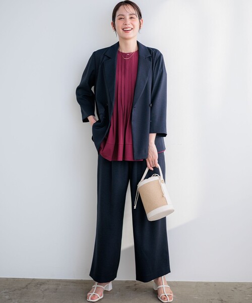 組曲(クミキョク)の「ライトリネンライクイージーワイド パンツ(その他パンツ・レディース・ネイビー系/ベージュ系・1/2/3)」の12枚目の写真