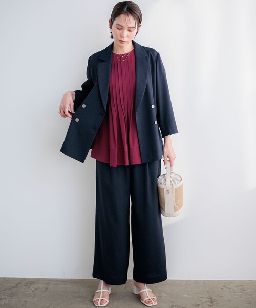 組曲(クミキョク)の「ライトリネンライクイージーワイド パンツ(その他パンツ・レディース・ネイビー系/ベージュ系・1/2/3)」の13枚目の写真