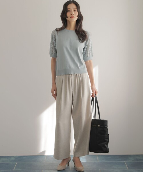 組曲(クミキョク)の「ライトリネンライクイージーワイド パンツ(その他パンツ・レディース・ネイビー系/ベージュ系・1/2/3)」の18枚目の写真
