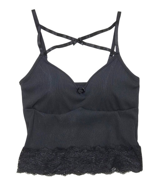 lilLilly(リルリリー)の「レースカップ付きキャミソール(キャミソール・レディース・ホワイト/ブラック・FREE)」の1枚目の写真