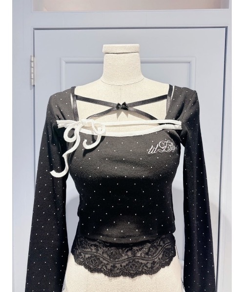 lilLilly(リルリリー)の「レースカップ付きキャミソール(キャミソール・レディース・ホワイト/ブラック・FREE)」の10枚目の写真