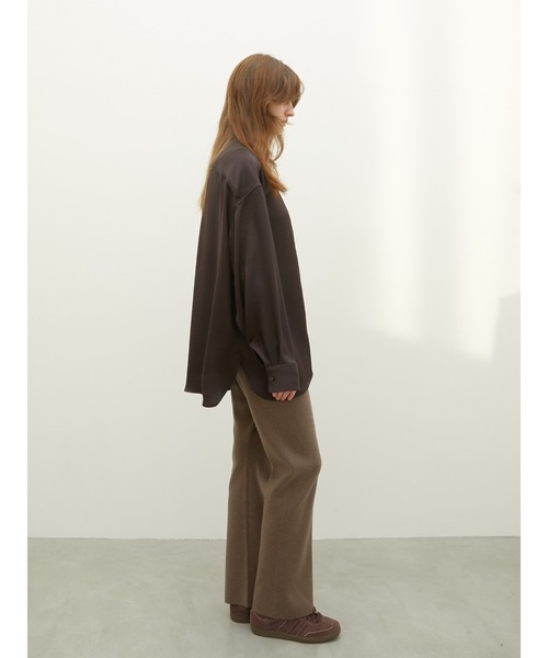 LA PEAU DE GEM（ラポドゥジェム）の「【LA PEAU DE GEM】2way satin wrap shirt/2wayサテンラップシャツ（シャツ/ブラウス・レディース・ブラック/アイボリー/ブラウン・FREE）」の6枚目の写真