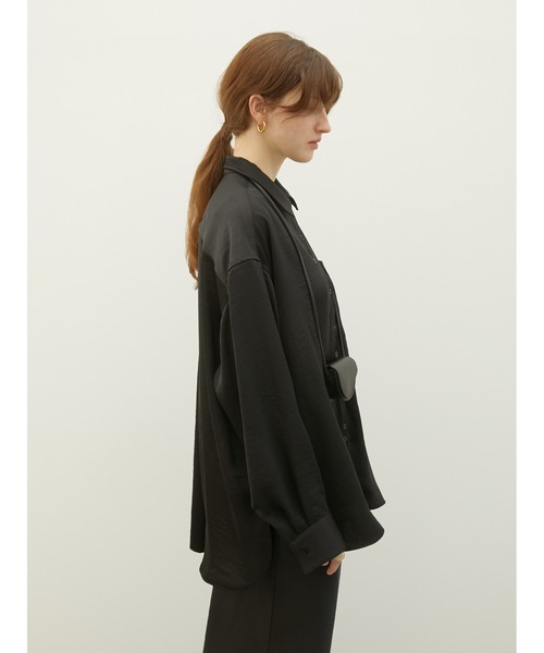 LA PEAU DE GEM（ラポドゥジェム）の「【LA PEAU DE GEM】2way satin wrap shirt/2wayサテンラップシャツ（シャツ/ブラウス・レディース・ブラック/アイボリー/ブラウン・FREE）」の12枚目の写真