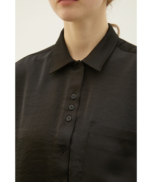 LA PEAU DE GEM（ラポドゥジェム）の「【LA PEAU DE GEM】2way satin wrap shirt/2wayサテンラップシャツ（シャツ/ブラウス・レディース・ブラック/アイボリー/ブラウン・FREE）」の16枚目の写真