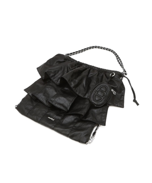 athe（アテ）の「[FRILL] ブラックデュプスキンフリルチェーンバックパック兼ショルダーバッグ M AABA6F716BK（ショルダーバッグ・レディース・ブラック・FREE）」の6枚目の写真