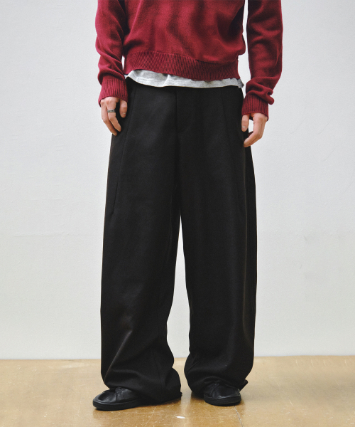 INTEMPOMOOD(インテンポムード)の「オフセットラインワイドスラックス_チャコール(スラックス・メンズ・チャコール・MEDIUM/LARGE/X-LARGE)」の15枚目の写真