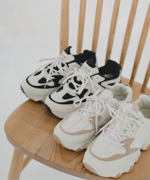 merrylatte（メリーラテ）の「厚底ダッドスニーカー【IROHANI】（スニーカー・レディース・ベージュ/ブラック・24.5/24/22.5/23）」の5枚目の写真