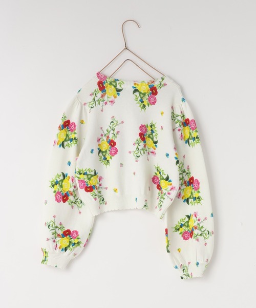 LOWRYS FARM（ローリーズファーム）の「フラワーニットカーディガン　643147（カーディガン/ボレロ・キッズ・アイボリー/ライトブルー・150cm/110cm/130cm）」の12枚目の写真