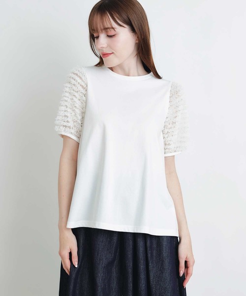 PICCIN（ピッチン）の「ティアードチュールスリーブプルオーバー（Tシャツ/カットソー・レディース・ブラック/オフホワイト・M）」の10枚目の写真